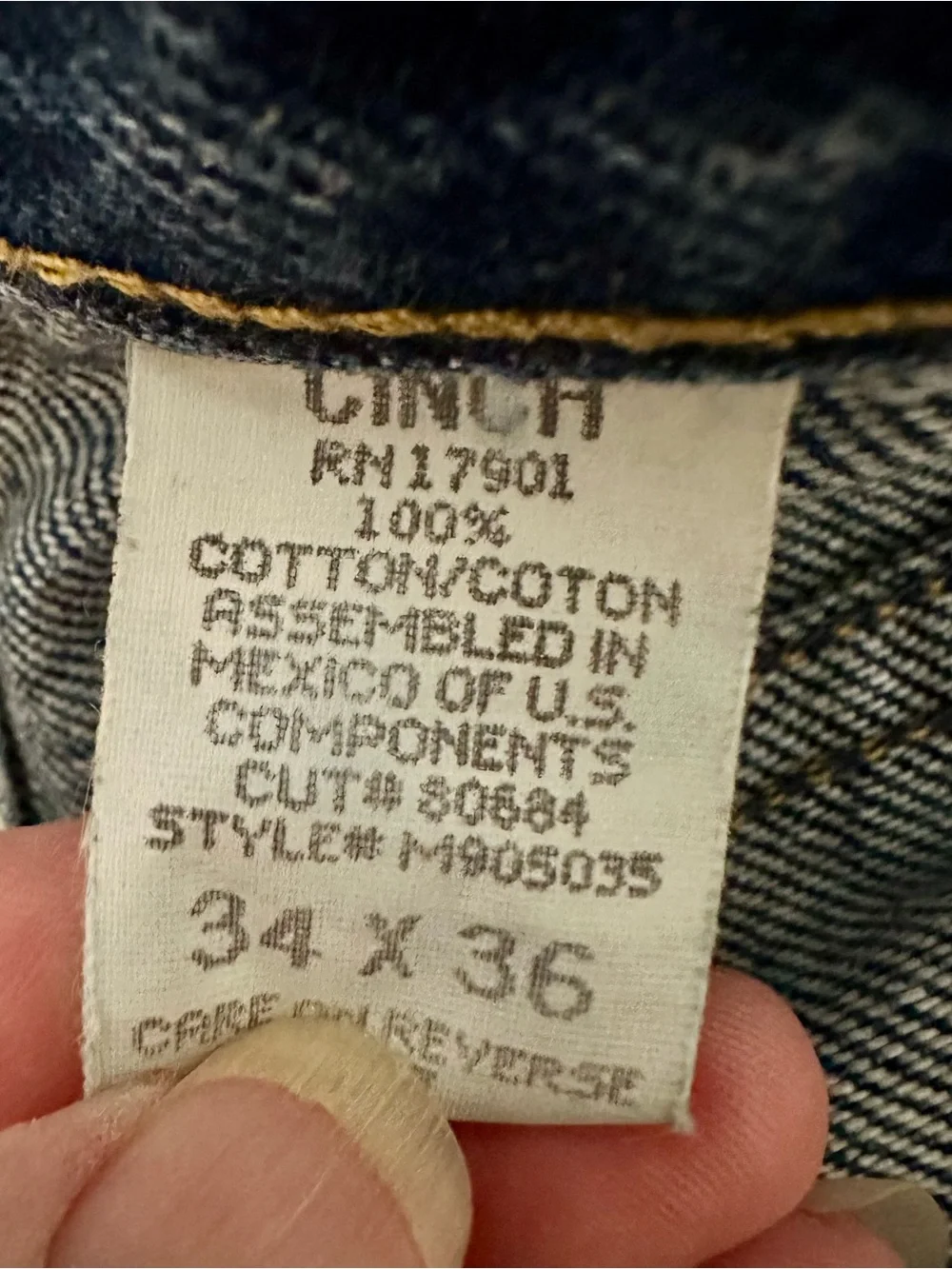 Men’s Cinch Green Label Jeans Size 34x36